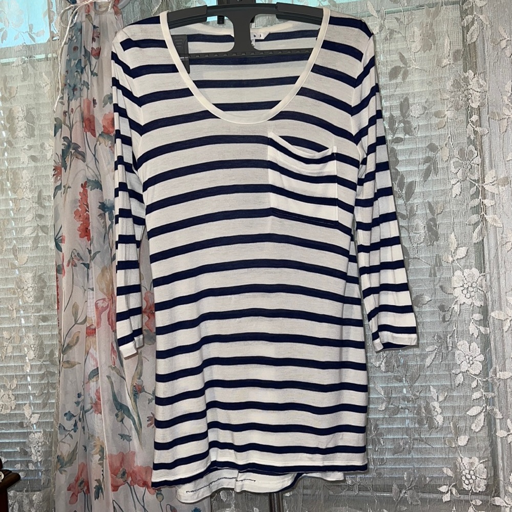 SOFT White shirt with Navy blue stripes